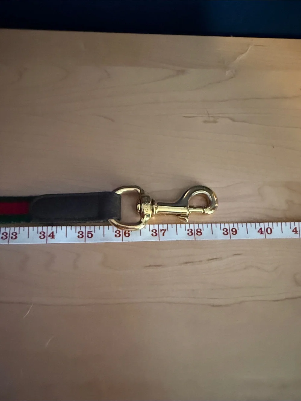 Gucci Green-Red Stripe Leather Dog Leash
